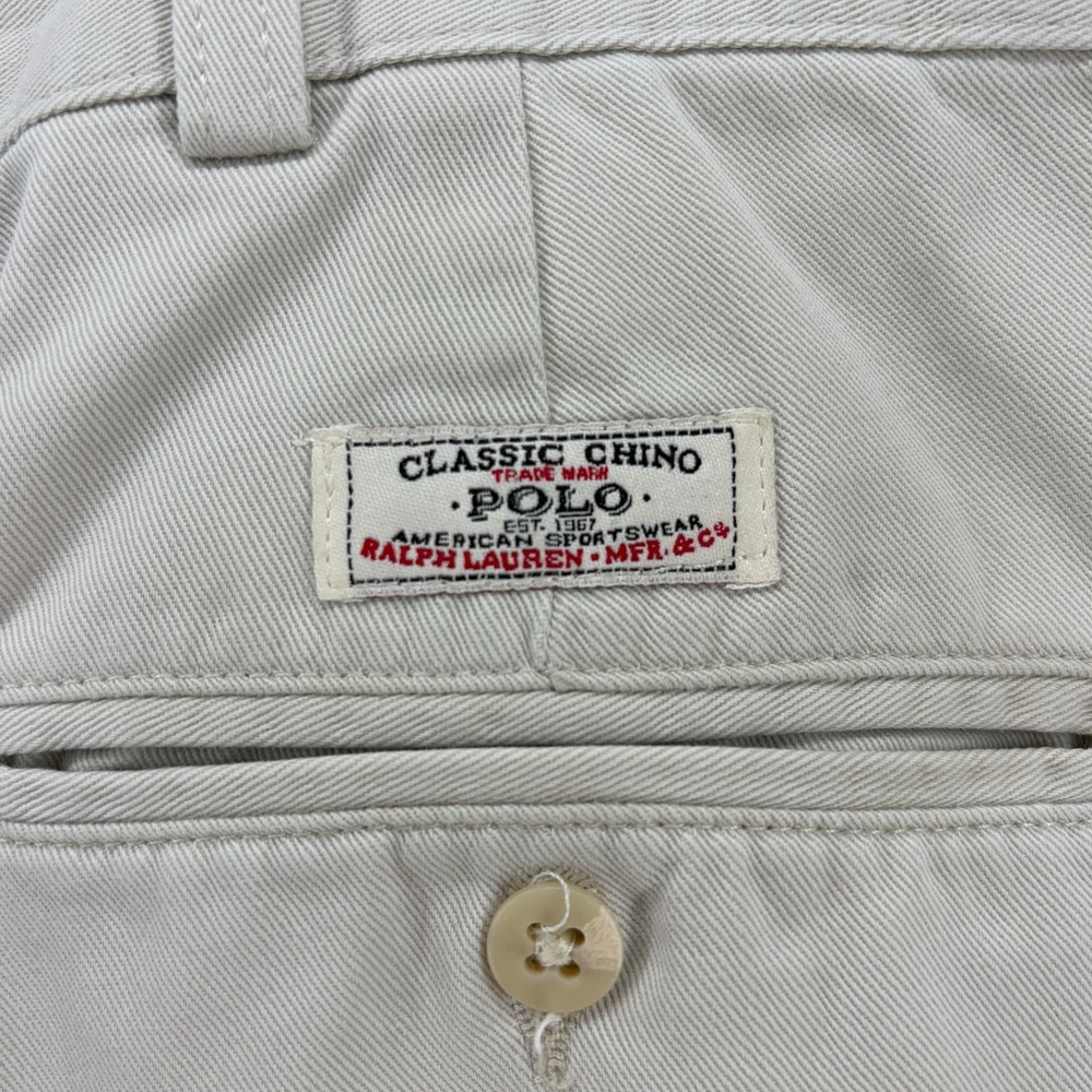 Vintage Polo Ralph Lauren Andrew Pant 36px30 Double Pleated Chino Pants Cream - Picture 5 of 15